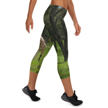 Load image into Gallery viewer, Women&#39;s Fitness/Fashion Capri Leggings - All-Over Print - Jeffrey the Giraffe Collection