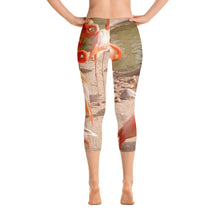 Load image into Gallery viewer, Women&#39;s Fitness/Fashion Capri Leggings - All-Over Print - Flamingo Friends Collection