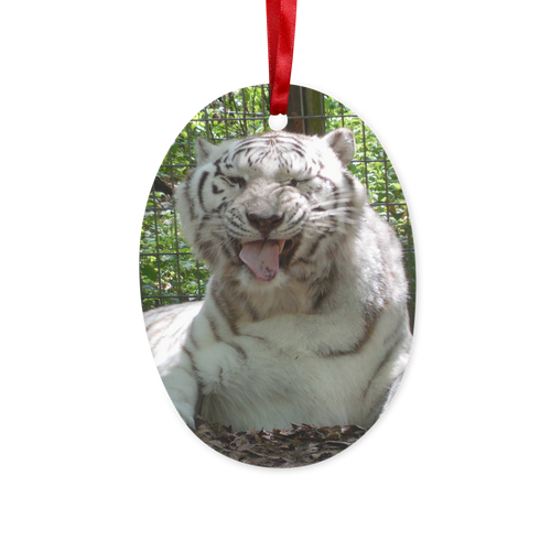 White Tiger Christmas Hanging Ornament