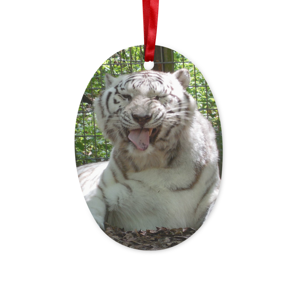 White Tiger Christmas Hanging Ornament