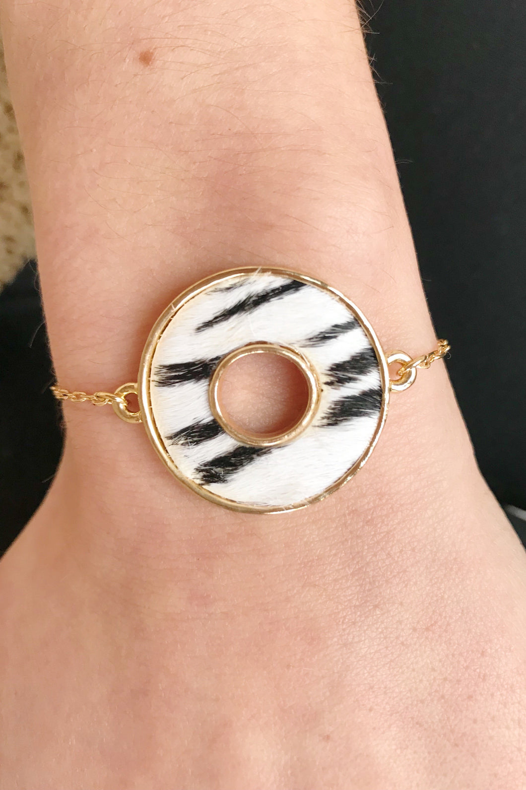 Zebra Animal Print Circle Slide Bracelet
