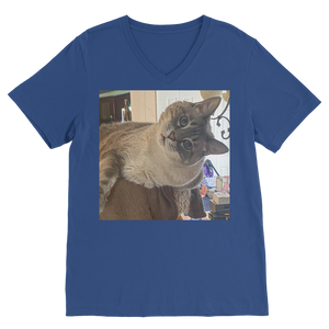 V-Neck T-Shirt Unisex - Siamese Cat - Rescue Pets - Chena