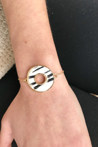 Zebra Animal Print Circle Slide Bracelet