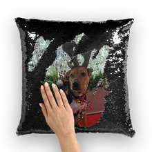 Load image into Gallery viewer, Sequin Throw Pillow - Christmas Dog