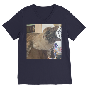 V-Neck T-Shirt Unisex - Siamese Cat - Rescue Pets - Chena