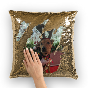 Sequin Throw Pillow - Christmas Dog