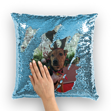 Load image into Gallery viewer, Sequin Throw Pillow - Christmas Dog