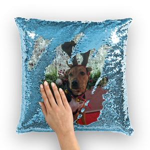 Sequin Throw Pillow - Christmas Dog
