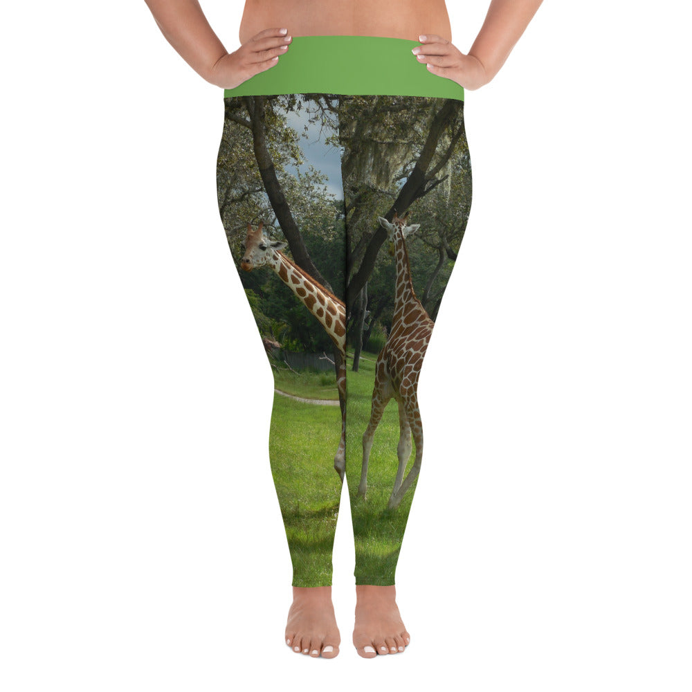 Women's All-Over Print Plus Size Fitness/Fashion Leggings - Jeffrey the Giraffe Collection