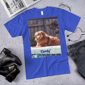 Unisex Fine Jersey Short Sleeve T-Shirt - Rescue Pets Collection - "Candy"
