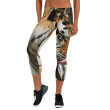 Load image into Gallery viewer, Women&#39;s Fitness/Fashion Capri Leggings - All-Over Print - Toby the Tiger Collection