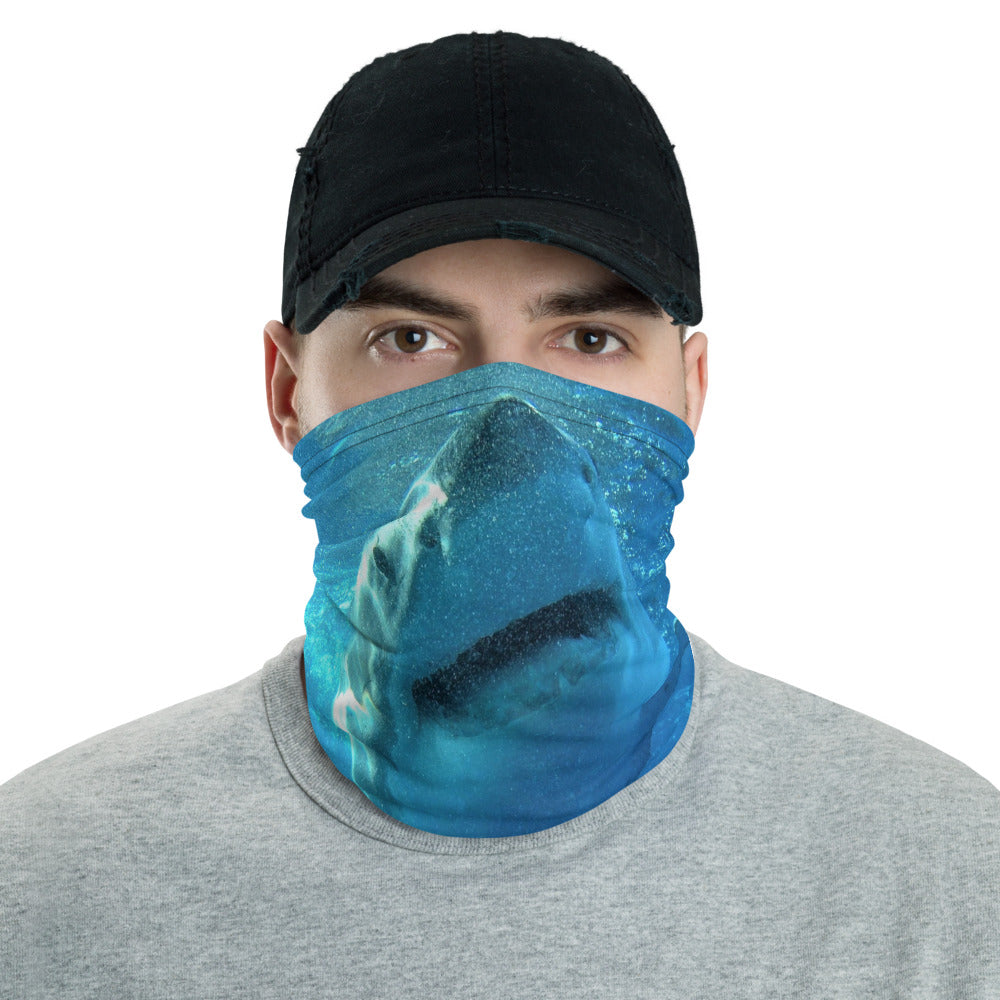 Neck Gaiter Face Mask Headband Bandana - Great White Shark Face