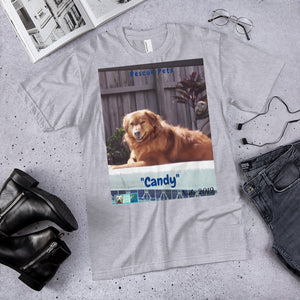 Unisex Fine Jersey Short Sleeve T-Shirt - Rescue Pets Collection - "Candy"