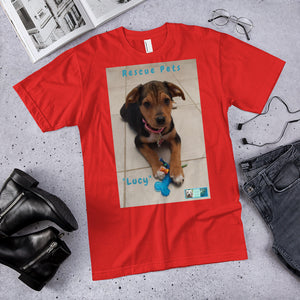 Unisex Fine Jersey Short Sleeve T-Shirt - Rescue Pets Collection - "Lucy"