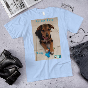 Unisex Fine Jersey Short Sleeve T-Shirt - Rescue Pets Collection - "Lucy"
