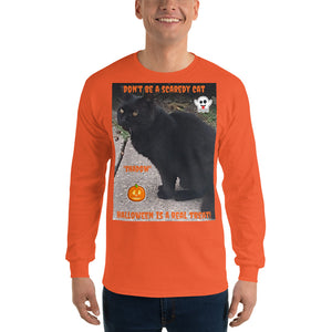 Halloween Black Cat Customizable Long Sleeve T-Shirt