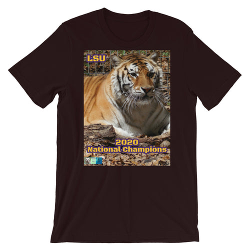 NCAA 2020 College Football LSU Tigers National Champions Customizable Short-Sleeve Unisex T-Shirt