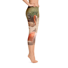 Load image into Gallery viewer, Women&#39;s Fitness/Fashion Capri Leggings - All-Over Print - Flamingo Friends Collection