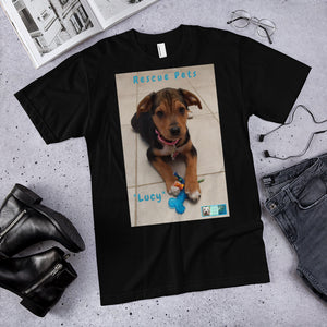 Unisex Fine Jersey Short Sleeve T-Shirt - Rescue Pets Collection - "Lucy"